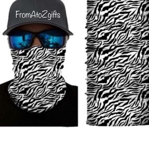 Zebra Animal Print 16 n 1 Neck Gaiter Face cover Dust Mask Biker Rag NEW